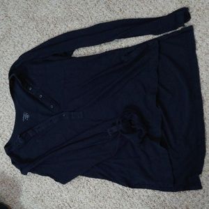 Navy Vintage wash high-low pocket tee